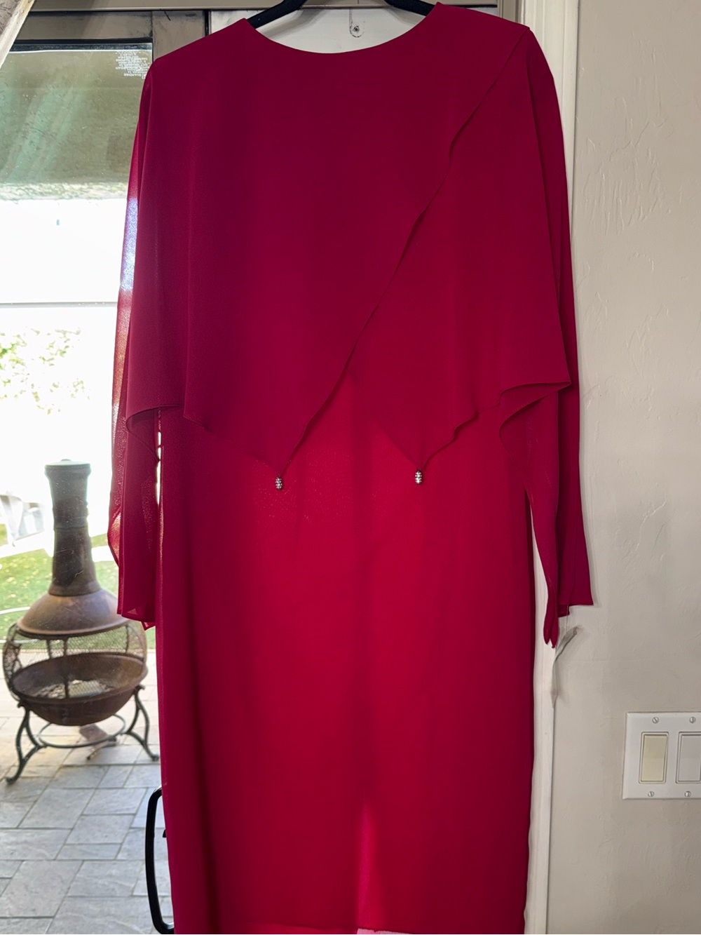 Ursula of Switzerland Magenta Sheer Overlay Shift Dress